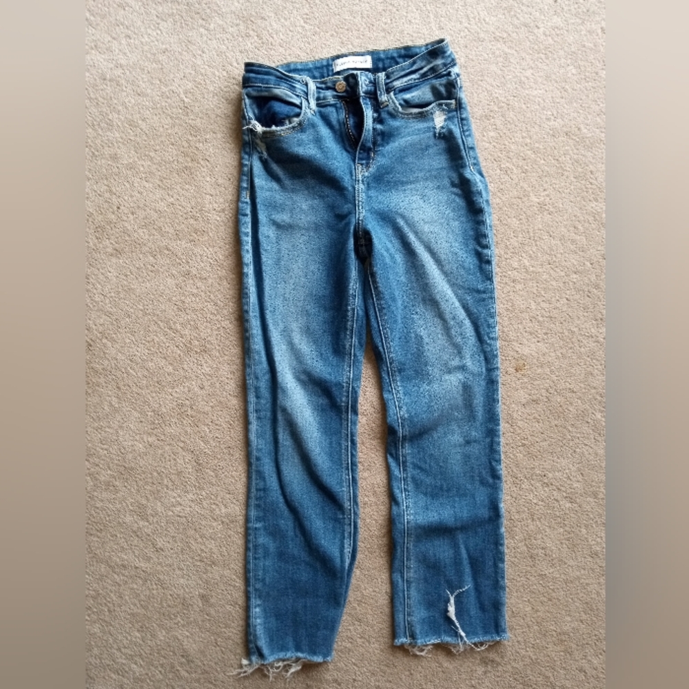 High waist distress jeans